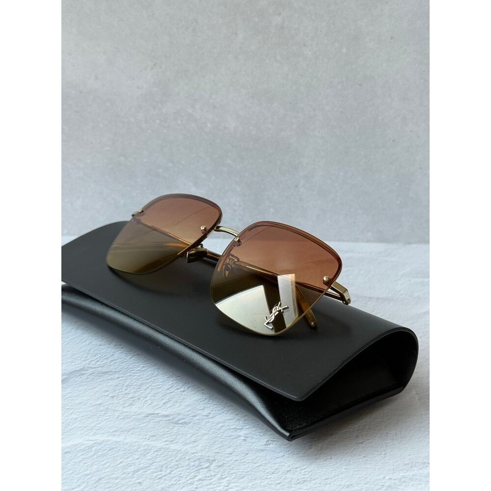 NEW Saint Laurent SL312M Rimless Square Sunglasses in Pink - Picture 4 of 8